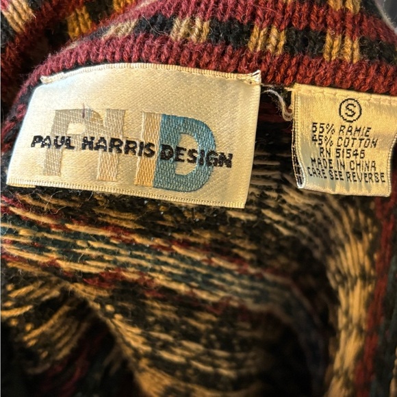 Paul Harris Vintage Design Black and White Zip Up Sweater with Nordic Design - Picture 4 of 10